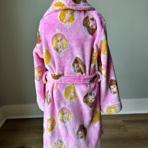 Disney Pink Plush Pajama Robe with Shawl Collar Size 6